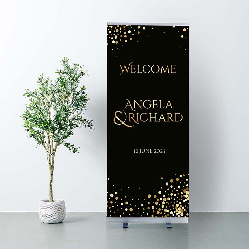 Black & Gold Wedding Roller Banner – Bold & Sophisticated