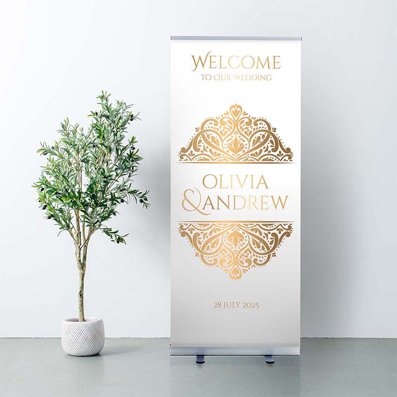 Gold Crest Wedding Roller Banner – Elegant & Personalised