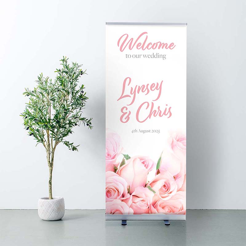 Pink Blush Wedding Roller Banner – Soft & Romantic